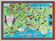 Salem Massachusetts Vintage Pictorial Map 1950 Drawing by Carol Japp