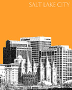 Salt Lake City Skyline - Orange Digital Art by DB Artist Salt Lake City Skyline - Orange Digital Art by DB Artist