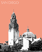 San Diego Skyline Balboa Park - Salmon Digital Art by DB Artist San Diego Skyline Balboa Park - Salmon Digital Art by DB Artist