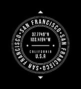 San Francisco, California, USA - 2 - City Coordinates Typography Print - Classic, Minimal Digital Art by Studio Grafiikka