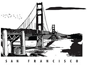 San Francisco, the Golden Gate Bridge in Greyscale Digital Art by Long Shot