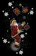 Santa Claus Is Juggling Gifts On A Unicycle Digital Art by Mister Tee