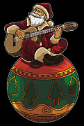 Santa Claus Plays Guitar On An Xmas Ornament Digital Art by Mister Tee