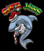 Santa Jaws Shark Dressed As Santa Claus Digital Art by Mister Tee