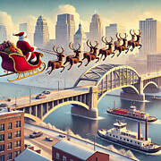 Santa Over St. Paul Digital Art by Steve Mitchell