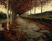 Santiago Rusinol / 'Road in Autumn', 1888, Oil on canvas, 80 x 100 cm. Painting by Santiago Rusinol -1861-1931-