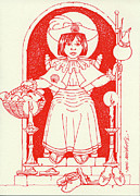 Santo Nino with Shoes- in red Drawing by William Hart McNichols