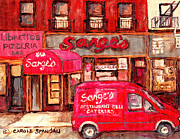 Sarge's Deli And Libretto's Pizzeria New York City Street Scenes Restaurant Paintings C Spandau Art Painting by Carole Spandau