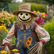 Scarecrow in My Garden by Kaye Menner Digital Art by Kaye Menner