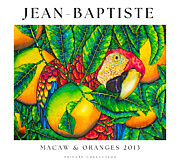 Scarlet Macaw in Orange Tree Painting by Daniel Jean-Baptiste