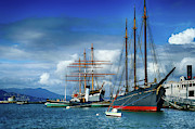 Schooner C. A. Thayer and square rigged ship Balcutha Photograph by Steve Estvanik