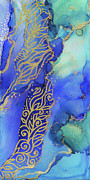 Sea Foliage Abstract Ink - Vertical Painting by Olga Shvartsur
