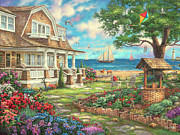 Sea Garden Cottage Painting by Chuck Pinson