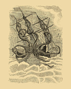 Sea Monster And Sinking Ship Digital Art by Madame Memento
