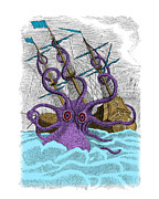 Sea monster with ship Digital Art by Madame Memento