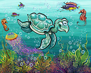 Sea Turtle and Friends Digital Art by Kevin Middleton