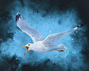 Seagull in the storm Painting by Horst Rosenberger Seagull in the storm Painting by Horst Rosenberger