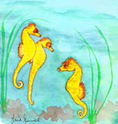 Seahorses Painting by Linda Gemmill