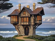 Seaside Brownstone Digital Art by Eris And AI Seaside Brownstone Digital Art by Eris And AI