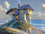 Seaside Cottage With Iridescent Roof Digital Art by Eris And AI Seaside Cottage With Iridescent Roof Digital Art by Eris And AI