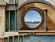 Seawall - Porthole Window Digital Art by Eris And AI Seawall - Porthole Window Digital Art by Eris And AI
