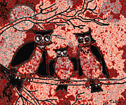 September Owls Painting by Vallee Johnson September Owls Painting by Vallee Johnson
