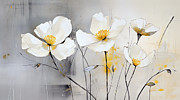 Serenity of Minimalist White, Yellow and Gray Blooms Painting by Lourry Legarde Serenity of Minimalist White, Yellow and Gray Blooms Painting by Lourry Legarde