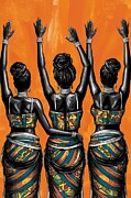 Set of African Women in Harmony, No 02 Painting by Mounir Khalfouf
