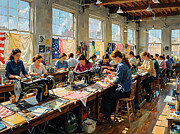 Sewing American Flags in History Ai Art by AI Digital