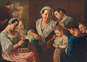 Sewing school  Painting by Giuseppe Bonito