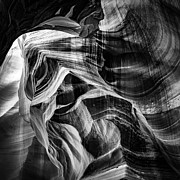 Shades and Shadows Of Antelope Canyon - Black and White 1x1 Photograph by Gregory Ballos