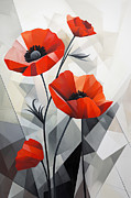 Shadows and Scarlet - Poppies Modern Art Painting by Lourry Legarde