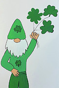Shamrock Gnome Mixed Media by Lisa Neuman