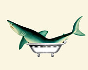 Shark In The Bath Digital Art by Madame Memento