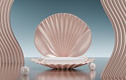 Shell shape pedestal product background Photograph by Yuanyuan Yan