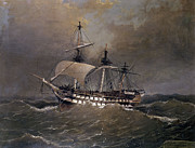 Ship Asia Dismoved 1824. Painting by Angel Maria Cortellini -1819-1882-