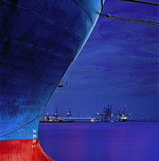 Ship's bow in harbor, night, close-up, Photograph by Greg Pease