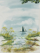 Watercolor, Shore View at Delray Beach  Painting by Catherine Ludwig Donleycott
