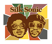 Silk Sonic Bruno Mars Anderson Paak Retro Digital Art by Kirania Finest