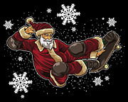 Skateboard Santa Claus Skate Xmas Trick Digital Art by Mister Tee