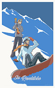 Ski Revelstoke couple Painting by Sassan Filsoof Ski Revelstoke couple Painting by Sassan Filsoof