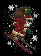 Skiing Santa Claus Rides In The Snow Digital Art by Mister Tee