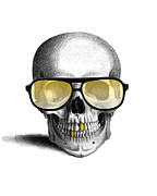 Skull with gold teeth and sunglasses Digital Art by Madame Memento