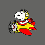 Snoopy Fly Airplane - Snoopy Spiral Notebook by Elizabeth J