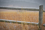 Snow dusted fence at Chautauqua Park Flatirons Boulder Colorado Photograph by Abigail Diane Photography