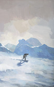 Snowboarding at Les Arcs Painting by Steve Mitchell