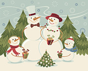 Snowmen Family Drawing by Rusanovska
