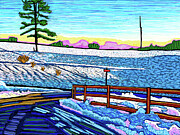 Snowy Day Along Oakwood Road Painting by Rod Whyte