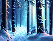 Snowy Forest Scene Ai Art by AI Digital