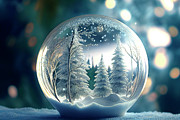 Snowy glass ball with winter forest covered with snow. Holiday s Digital Art by Jelena Jovanovic